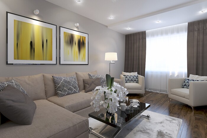 Дизайн-проект гостиной с декорированием