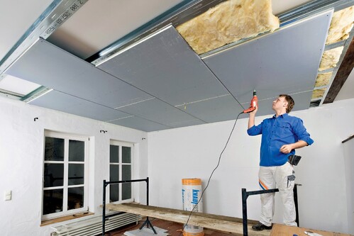 Стены и потолок из гипсокартона, закрепление на каркас-3