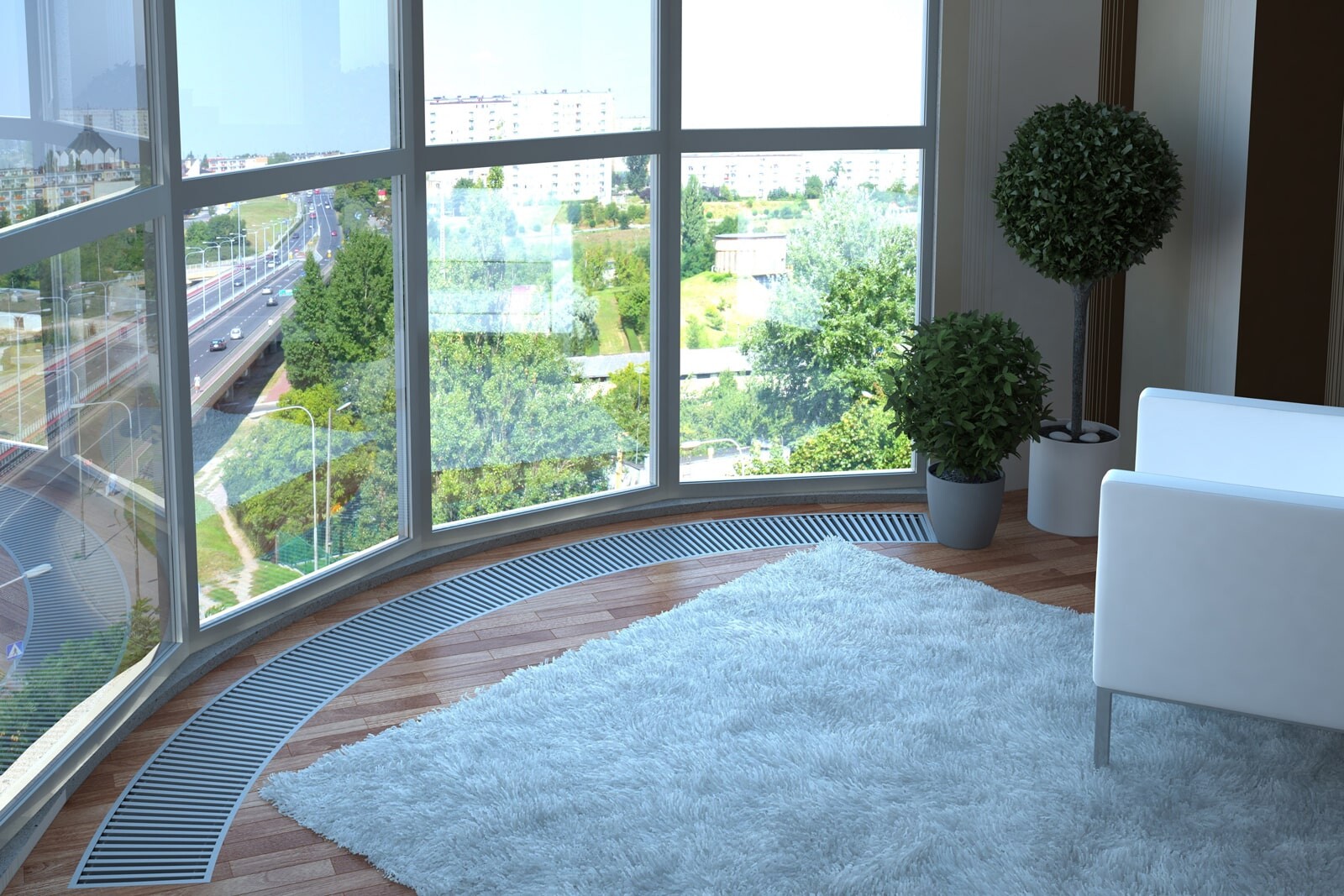 Полукруглый балкон с французским остеклением