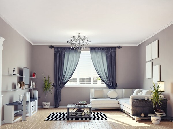 Бесшовный потолок в гостиной