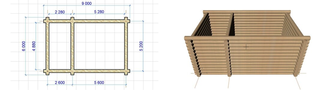 Деревянный сруб пятистенок в Астане