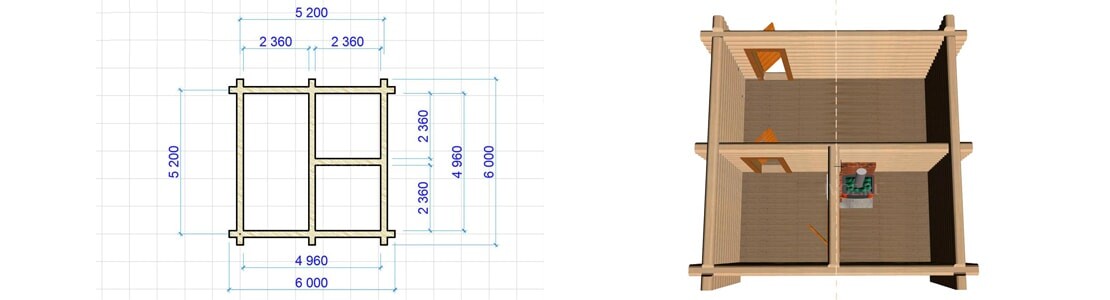 Деревянный сруб шестистенок в Алматы