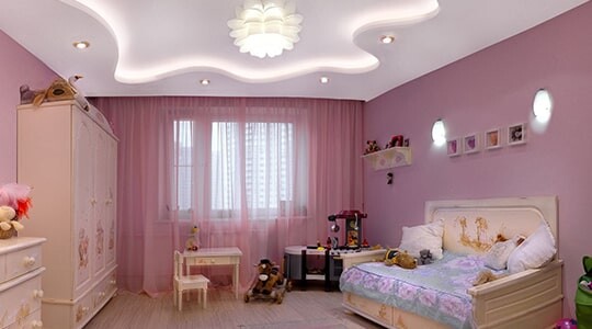 Комбинированный потолок для комнаты девочки