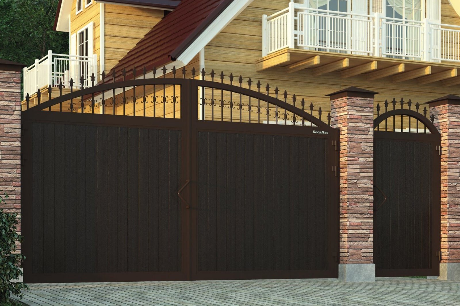 Распашные ворота с отделкой профлистом