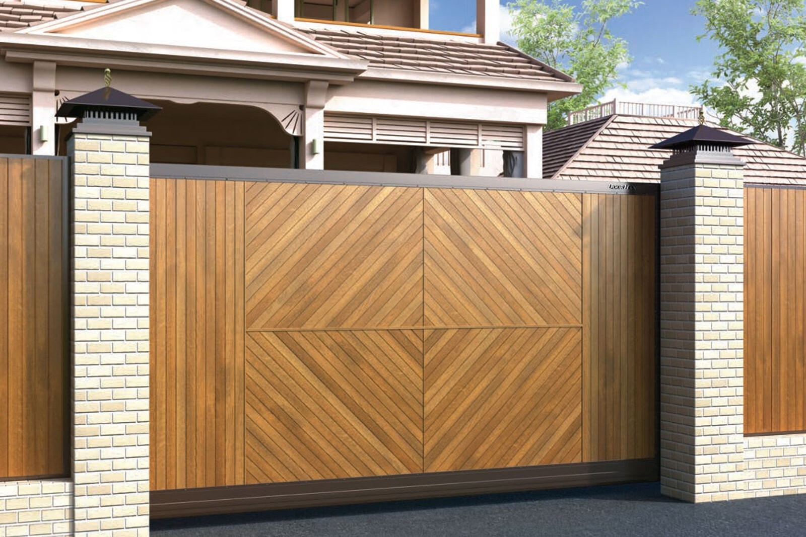 Откатные деревянные ворота