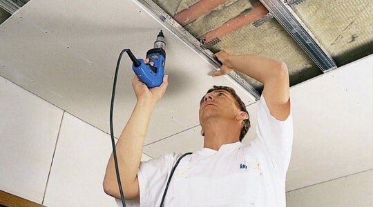 Монтаж потолка из ГКЛ