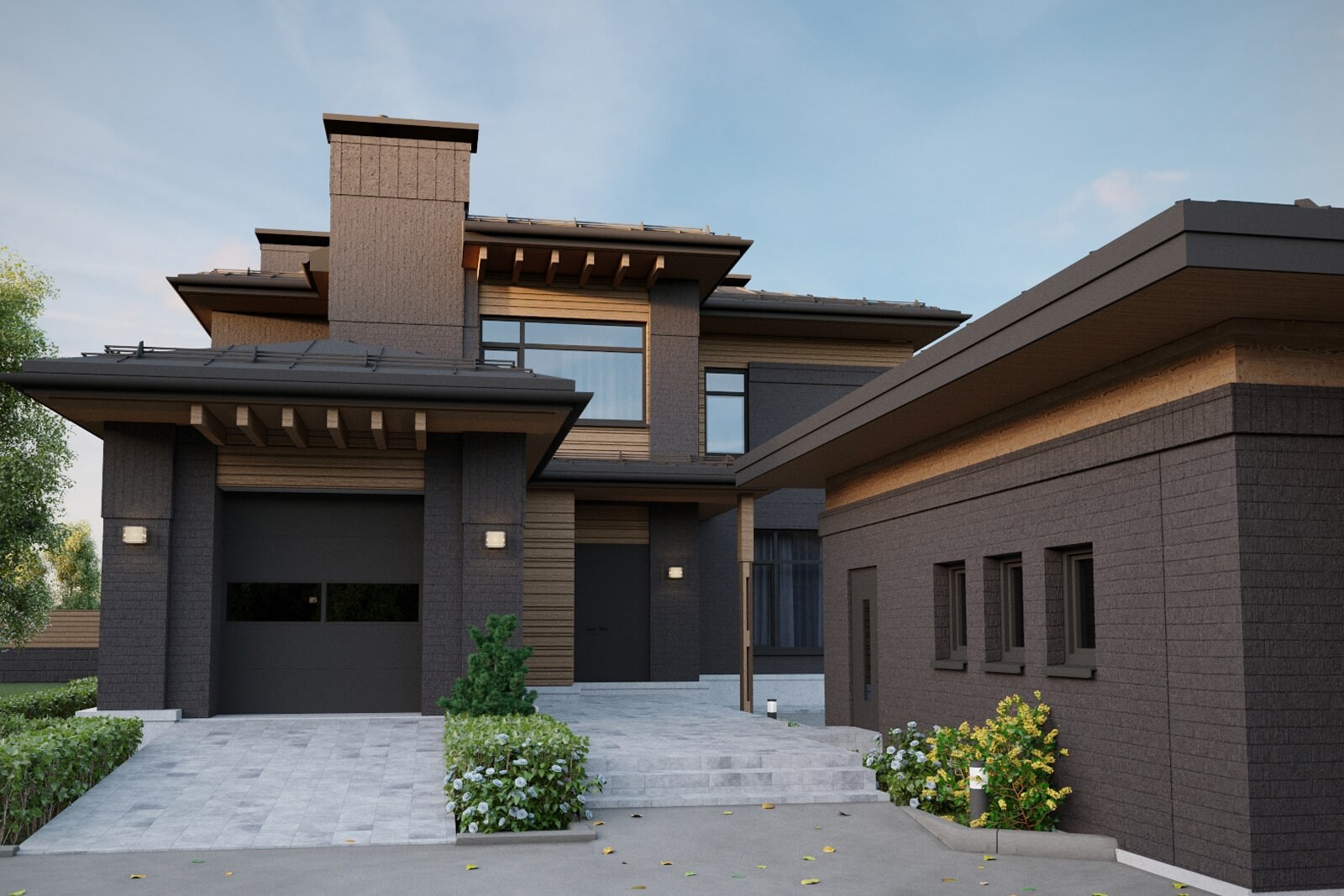 Дом из темного кирпича